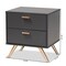 Baxton Studio Kelson Modern and Contemporary Dark Grey and Gold Finished Wood 2-Drawer Nightstand 189-11578-ZORO - alternate 4